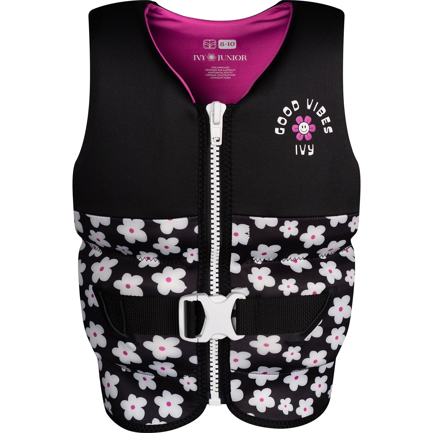 2027 IVY JUNIOR GIRLS VEST BLACK/PINK 8-10